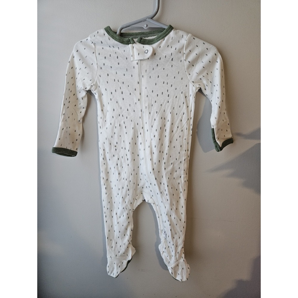 Cloud‎ Island Baby Sleeper 3–6M White Green Trim Zip Front Footed Pajamas Unisex